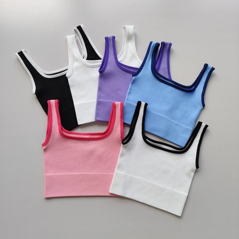 Yoga Vest Women Sports Vest Gym Crop Fitness Running Short Vest