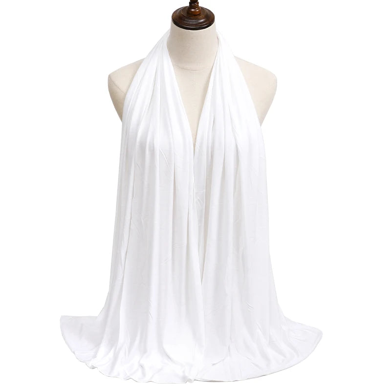 28Color Modal Cotton Jersey Hijab Scarf Ramadan Long Muslim Shawl Plain Solid Soft Turban Wraps For Women Headband