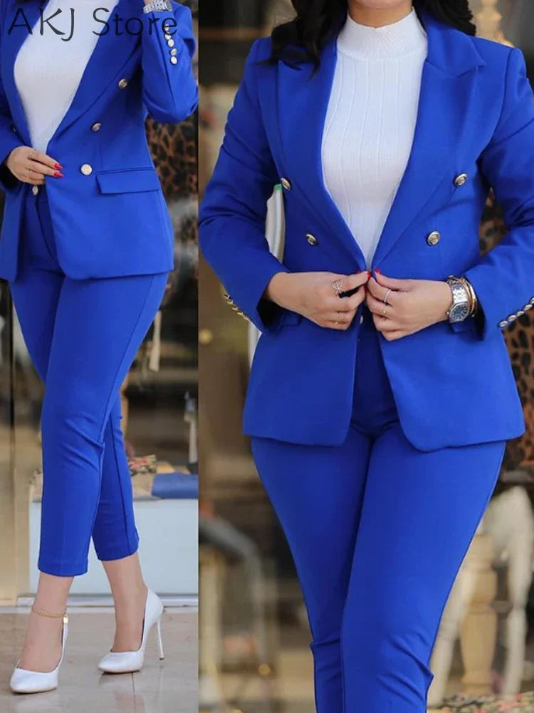 Blazer Sets Women 2 Piece Outfits Office Ladies Blazer And Trousers For Work Wear