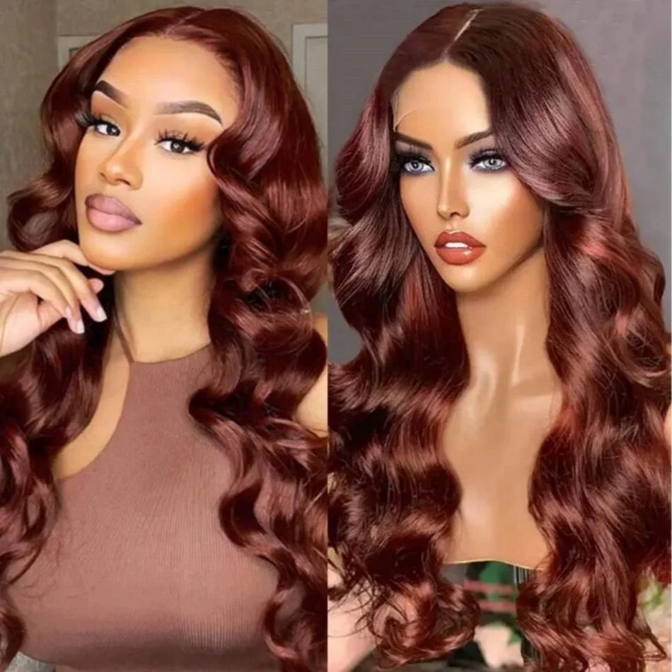 13x6 Reddish Brown Body Wave HD 13x4 Lace Frontal Human Hair Wig Colored Brazilian 100% Human Hair Wigs For Women Pre Plucked