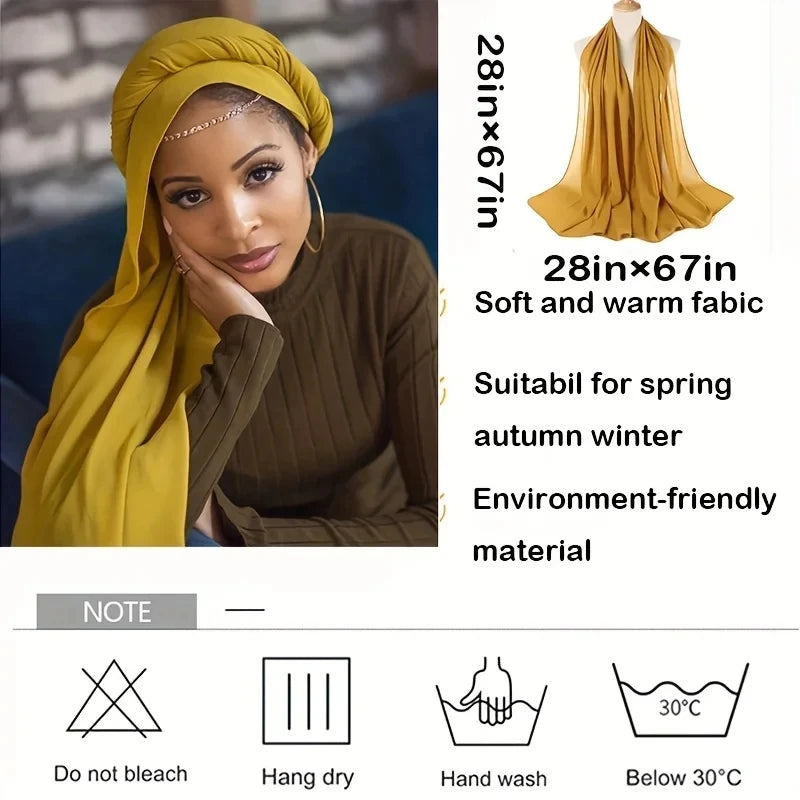 Muslim Chiffon Hijab Scarf Women Long Solid Color Head Wrap For Women Hijabs Scarves Ladies Muslim Veil Jersey Hijabs
