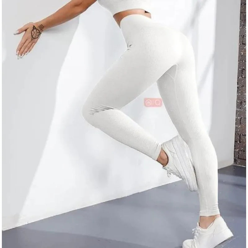 Thread Knitted Leggings Women Seamless Slim Tights Gym