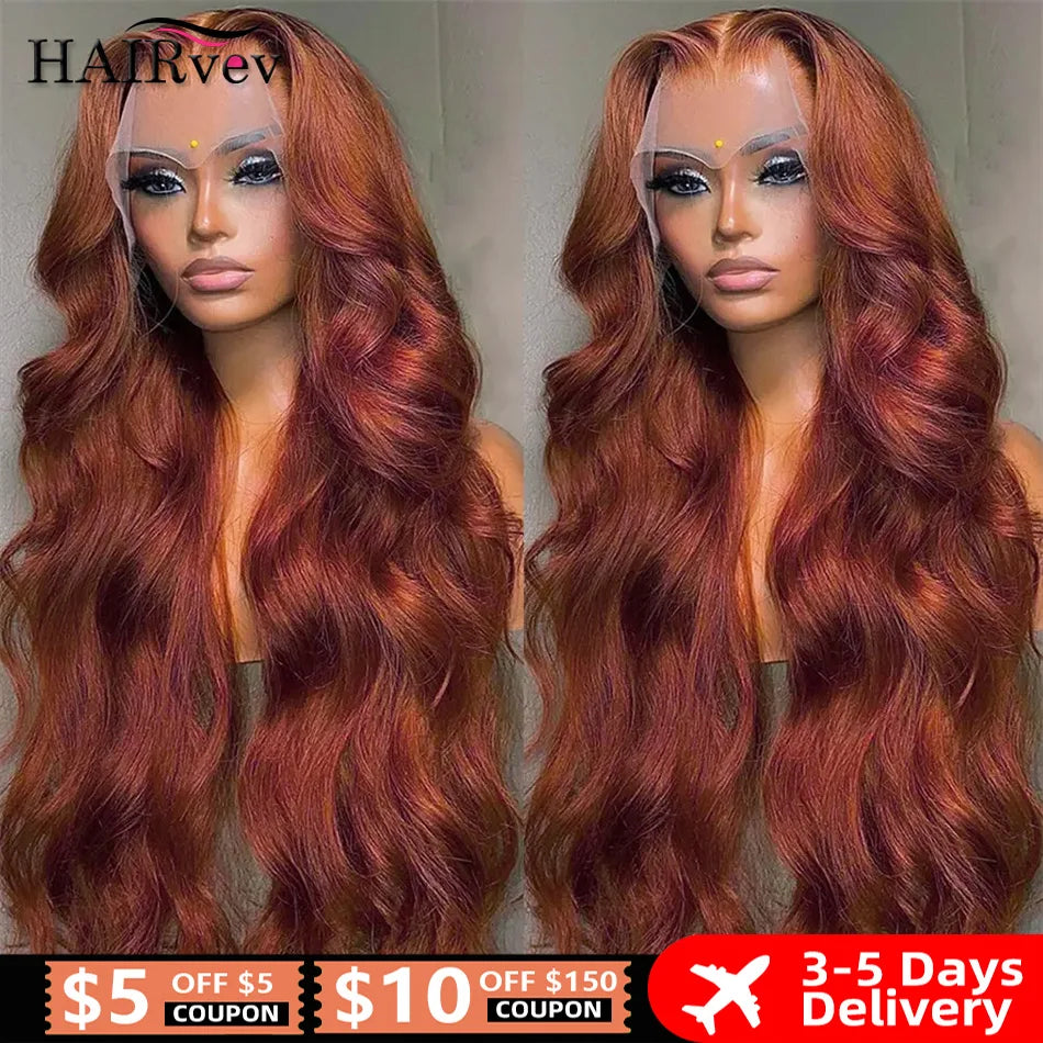 100% Brazilian Reddish Brown 13x4 13x6 HD Lace Front Wigs Human Hair Body Wave Colored Lace Frontal Wig Woman Pre Plucked Sale