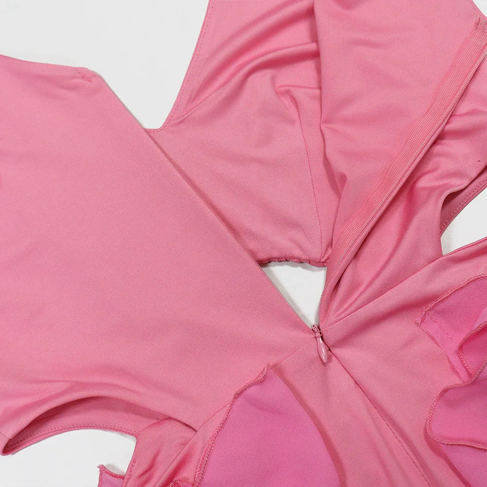 Summer New Sexy Hollow Out Bodycon Long Dress Women Deep V-neck Tassel