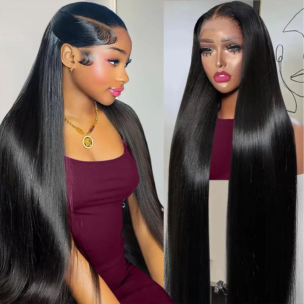 18 46 Inch 200 Density Frontal Wig For Black Women Brazilian Wigs Human Hair 5x5 Bone Straight HD Transparent Lace Front Wigs