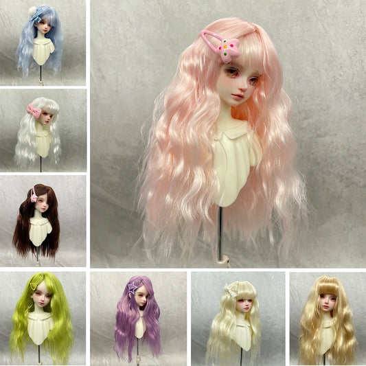 1/6 BJD Doll Wig Long Water Wave Long Curly Synthetic Wig For Girls DIY Makeup Accessories BJD Doll Hair Bundle Elegant Fashion