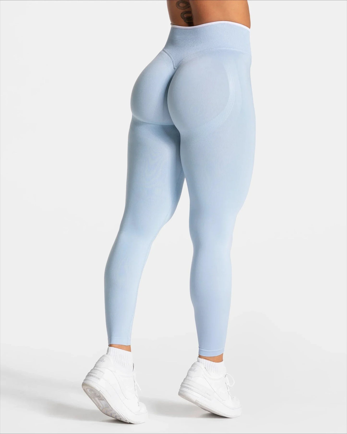 Women's Seamless Gym Solid Color Sports Pants White Edge Waist Tight High Waist