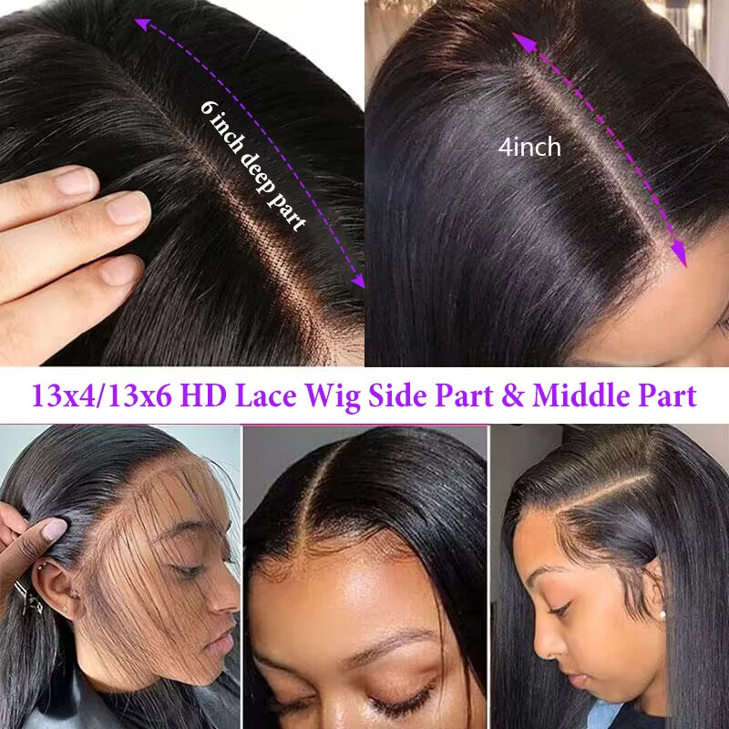 13x6 Straight Lace Front Wig 360 Lace Frontal Wig HD Transparent Lace Wigs For Women Human Hair 5x5 Closure Wig Brazilian 36Inch