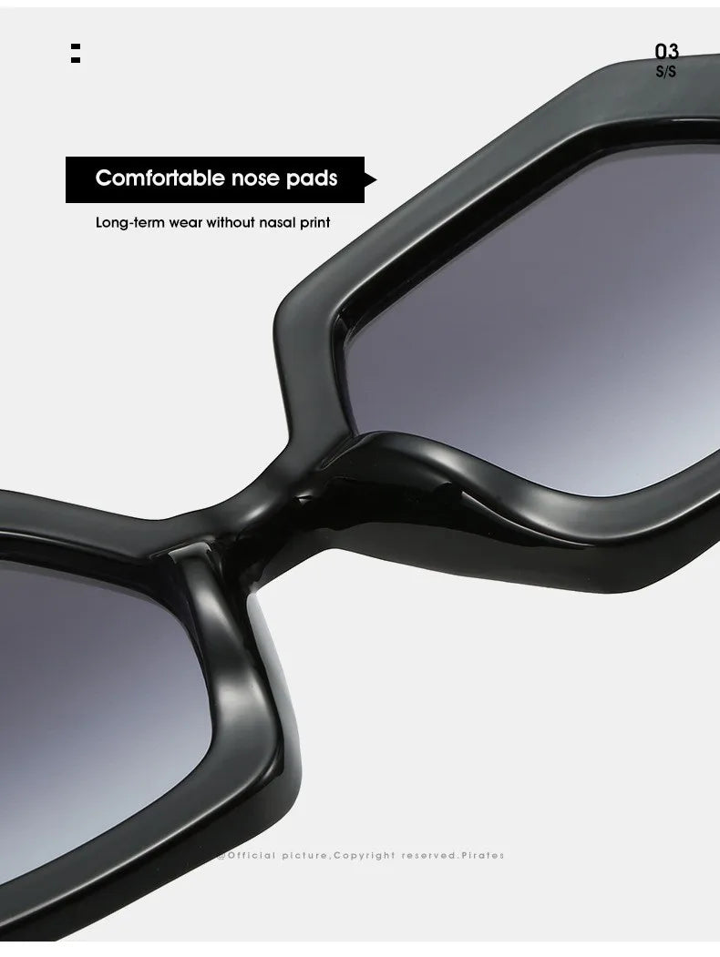 KAMMPT Oversized Men Sunglasses Fashion Hexagon Frame Gradient Shades Eyewear Women 2023 Trendy Ins Popular Brand Sun Glasses