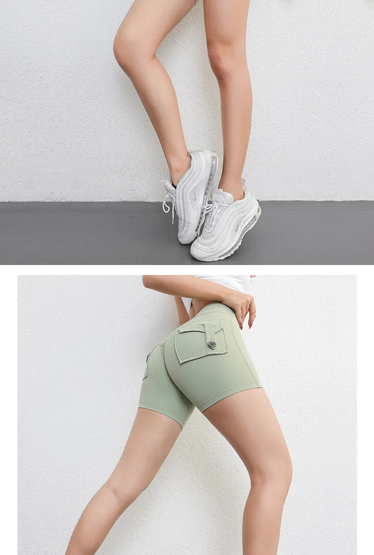 Yoga Fitness Shorts Women Workwear Style Leggings Stretchy High Waist Quick