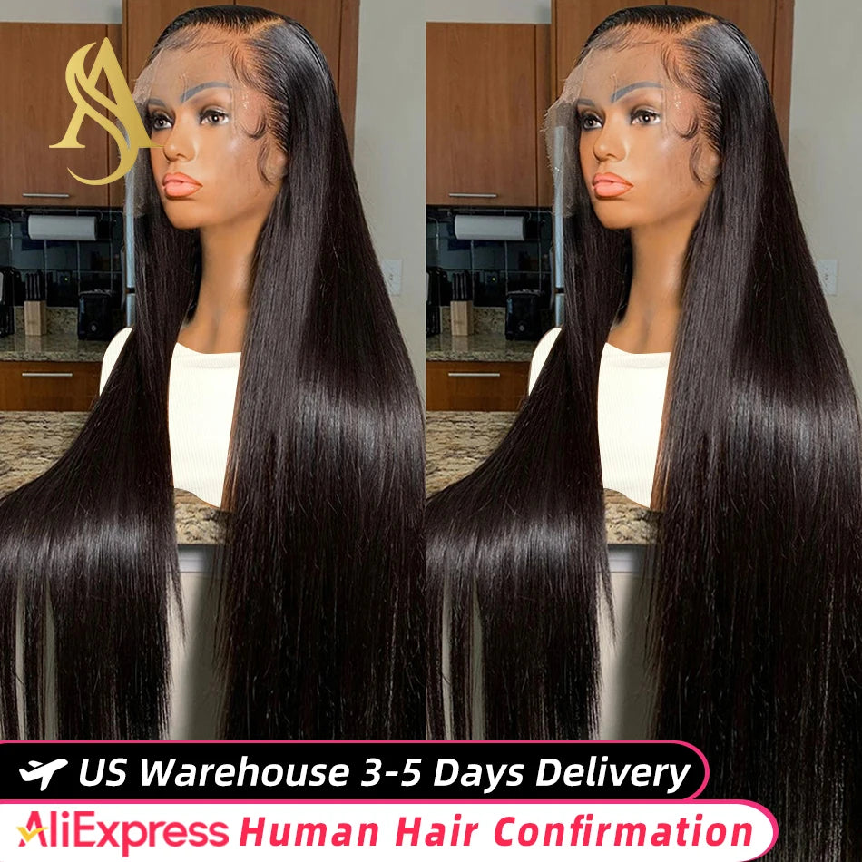 220 Density 40 inch Bone Straight 13x4 13x6 360 Hd Transparen Lace Front Wig Human Hair Pre Plucked Lace Frontal Wigs For Women