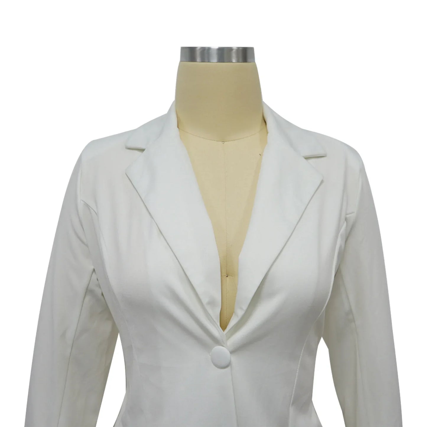 Women Suit Coat Single Button Lapel Deep V Neck Blazer Solid Color Formal Business