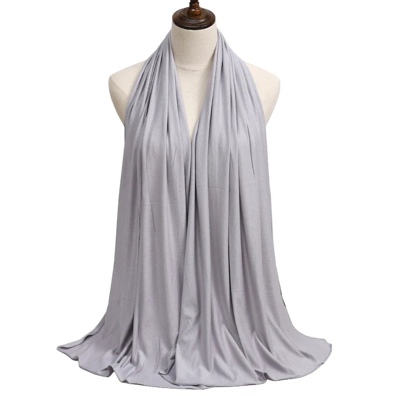 28Color Modal Cotton Jersey Hijab Scarf Ramadan Long Muslim Shawl Plain Solid Soft Turban Wraps For Women Headband