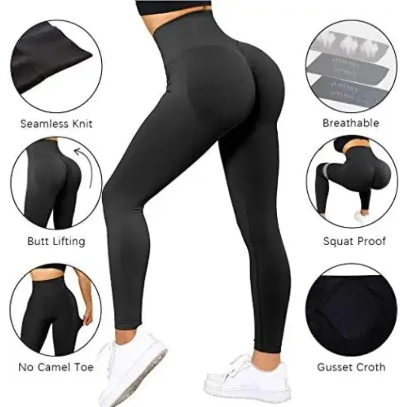 Seamless Knitted Leggings Women High Waist Sports Pants