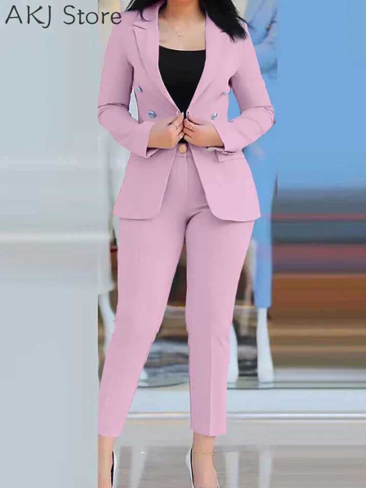 Blazer Sets Women 2 Piece Outfits Office Ladies Blazer And Trousers For Work Wear