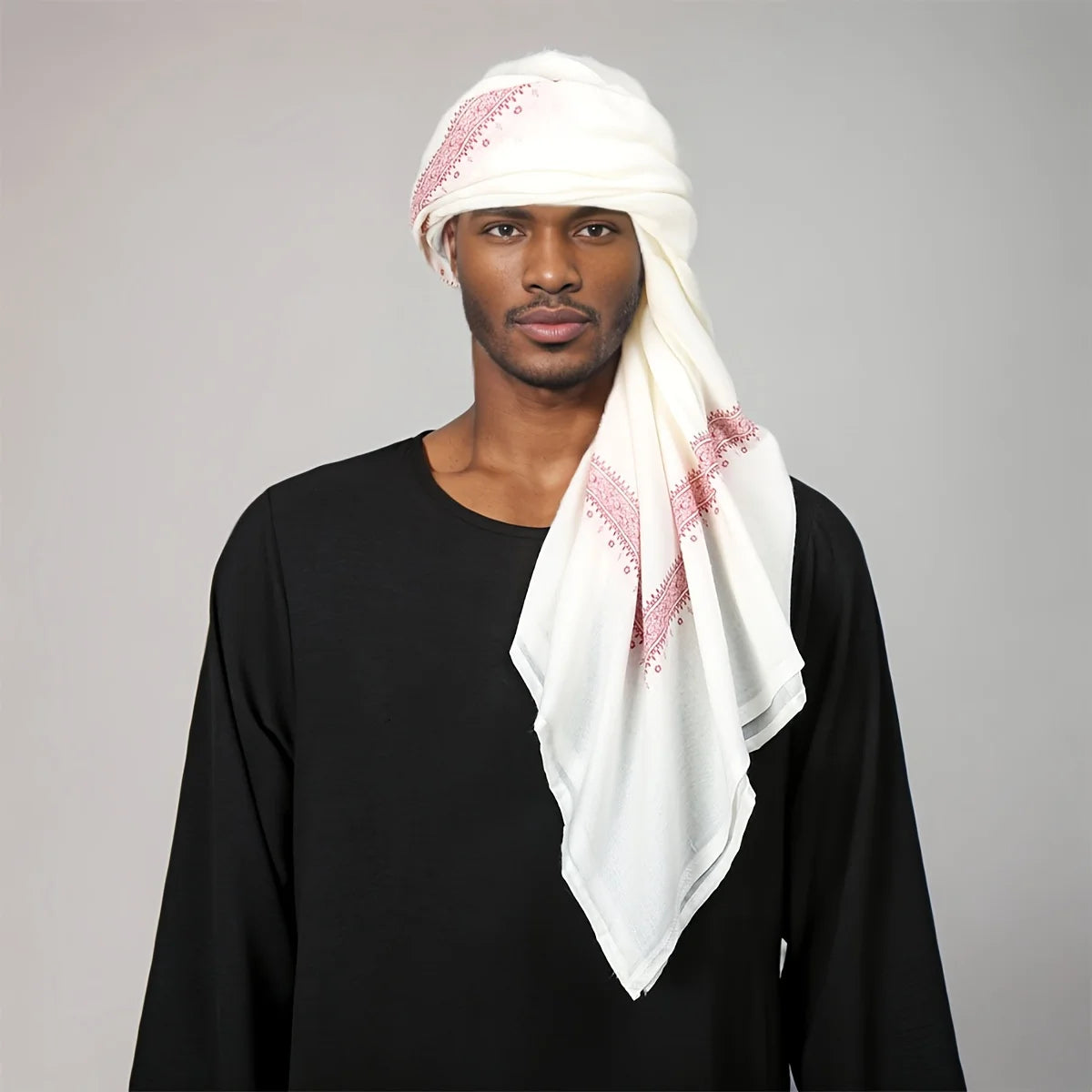 2025 Trendy Ethnic Prayer Scarf - Men's Fashion Polyester Stole for Ramadan and Religious Ceremonies - Lena & Miles Exquisite Boutique LLC.