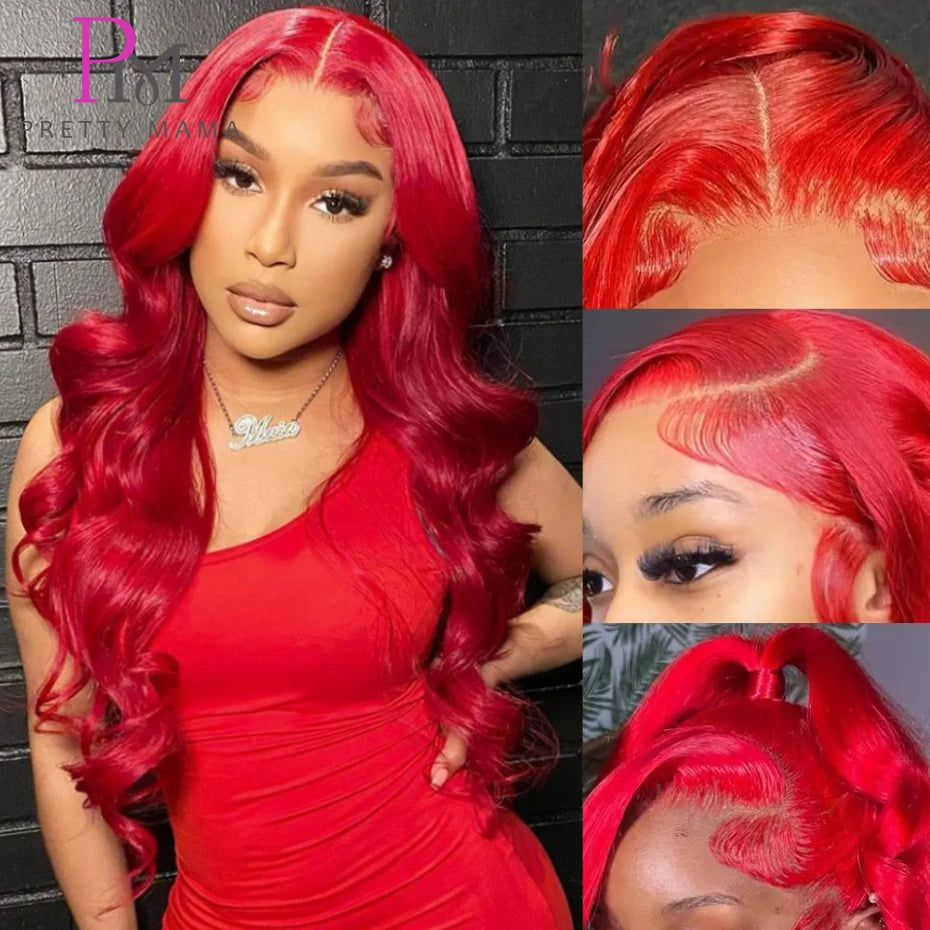 13x6 Red Wigs Lace Front Human Hair Wigs Brazilian Body Wave 613 Blonde Lace Frontal Wig 30 32 34 Inch Lace Front Wig Human Hair