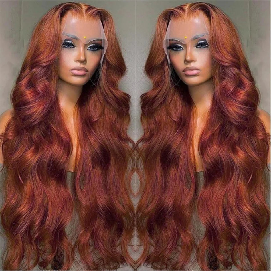 13x6 Reddish Brown Body Wave HD 13x4 Lace Frontal Human Hair Wig Colored Brazilian 100% Human Hair Wigs For Women Pre Plucked