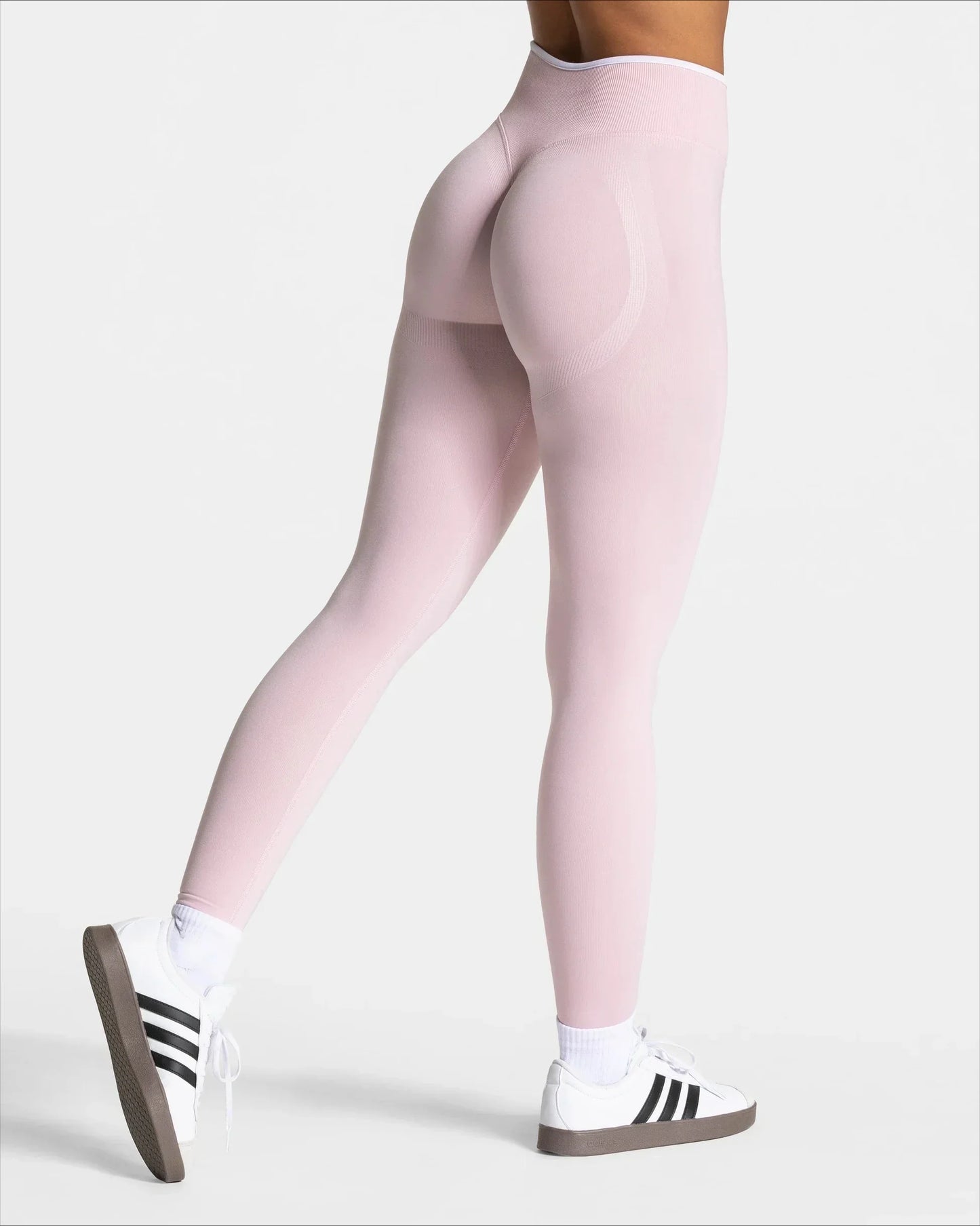 Women's Seamless Gym Solid Color Sports Pants White Edge Waist Tight High Waist