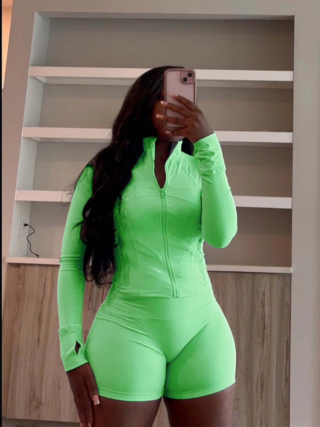 Bodycon Zipper Crop Top Women Tracksuits Sets+Trousers Women Black Gray 2 Two Pieces Matching Leggings Shorts Suits