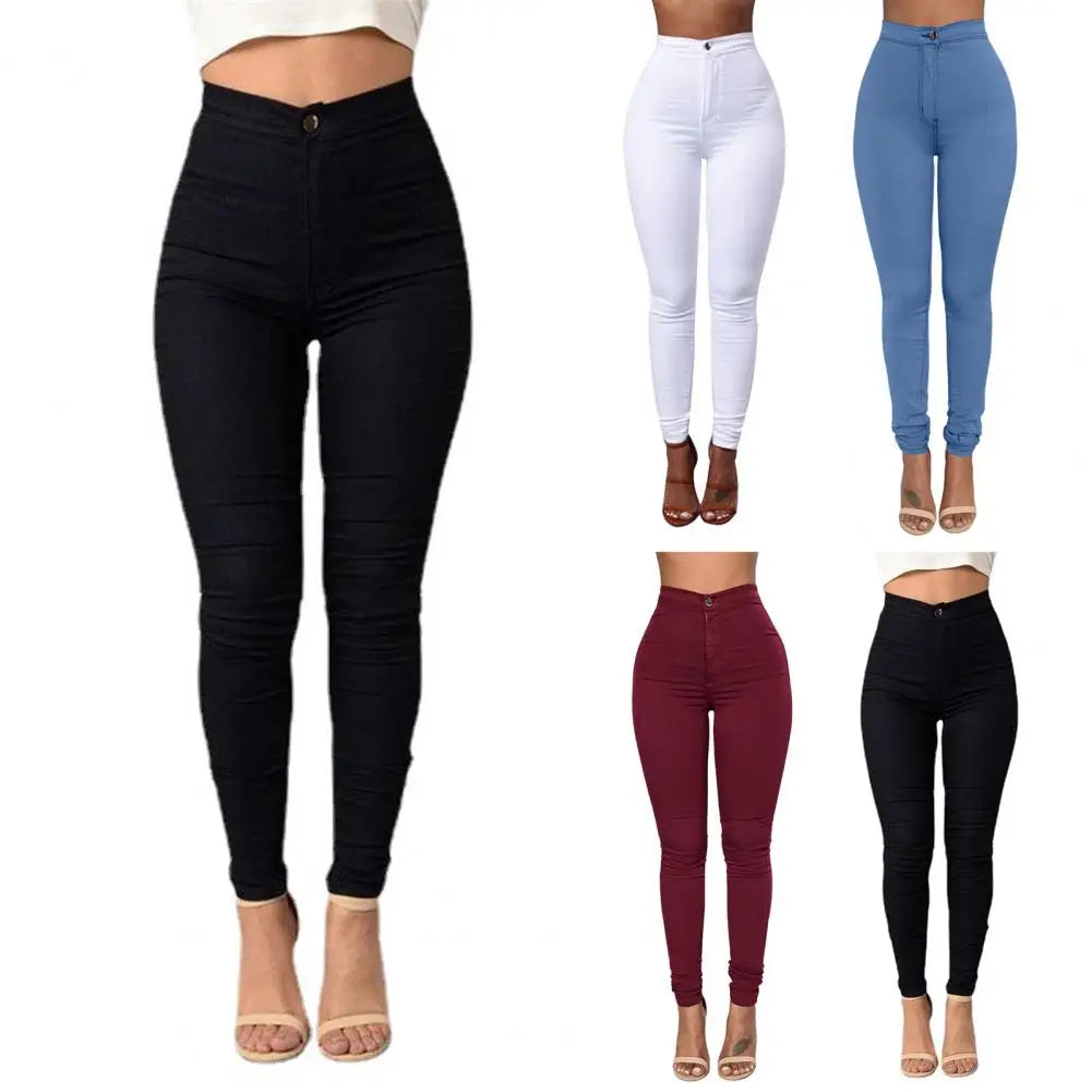 Pencil Pants Stretchy Button Zipper Access Control Lady Pants