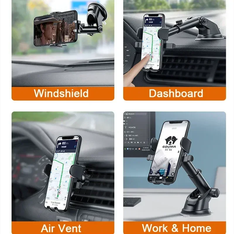 2025 NEW Universal Sucker Car Phone Holder 360° Windshield Car Dashboard Mobile Cell Support Bracket for 4.0-7 Inch Smartphones