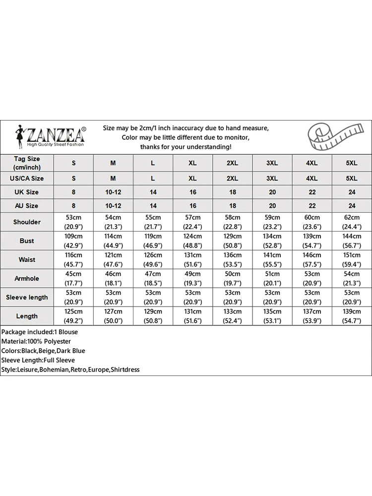 ZANZEA Women Dress Long Sleeve Solid Shirt Sundress Lapel Neck Buttons Vestidos