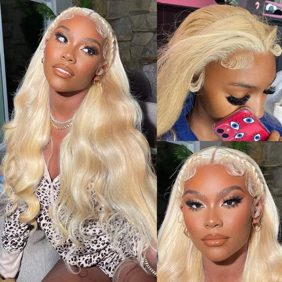 Blonde Body Wave Lace Front Wig HD Transparent 13x4 13x6 Frontal Human Hair 613 Pre Plucked Full Frontal Wigs 200% 40 46 Inch