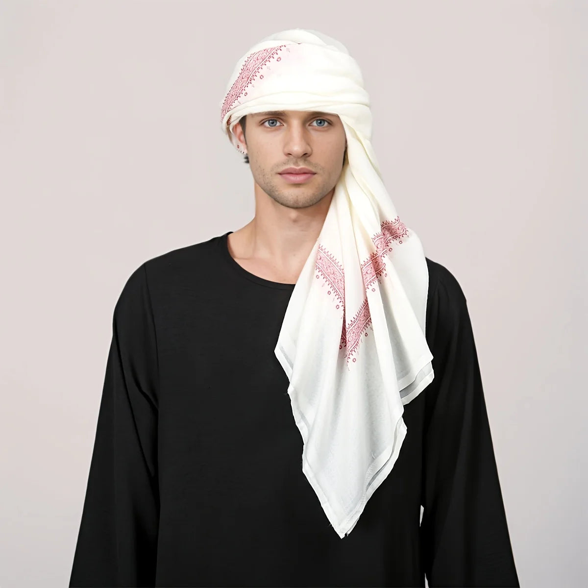 2025 Trendy Ethnic Prayer Scarf - Men's Fashion Polyester Stole for Ramadan and Religious Ceremonies - Lena & Miles Exquisite Boutique LLC.