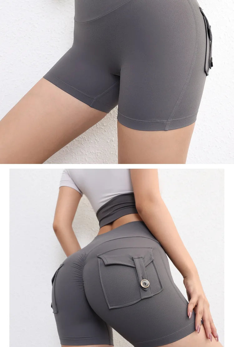 Yoga Fitness Shorts Women Workwear Style Leggings Stretchy High Waist Quick