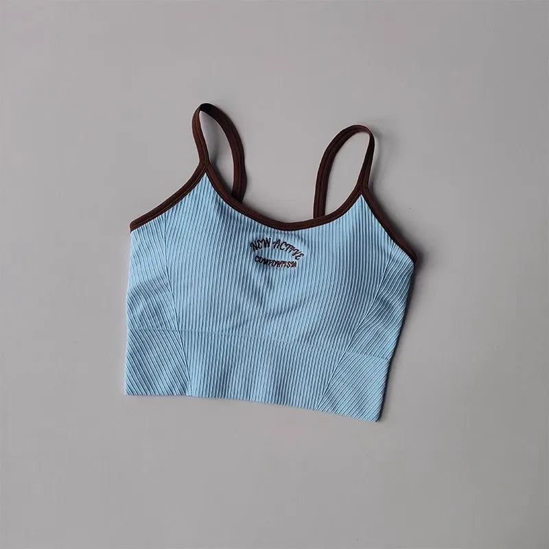 Women Breathable Sports Bra Fitness Tops Gym Crop Top Brassiere Push Up Camisole yoga