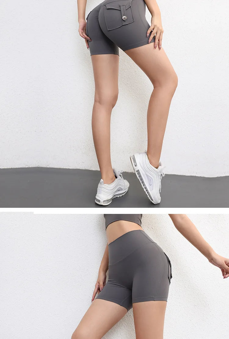 Yoga Fitness Shorts Women Workwear Style Leggings Stretchy High Waist Quick