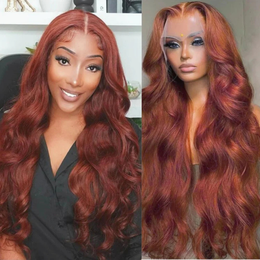 13x6 Reddish Brown Body Wave HD 13x4 Lace Frontal Human Hair Wig Colored Brazilian 100% Human Hair Wigs For Women Pre Plucked