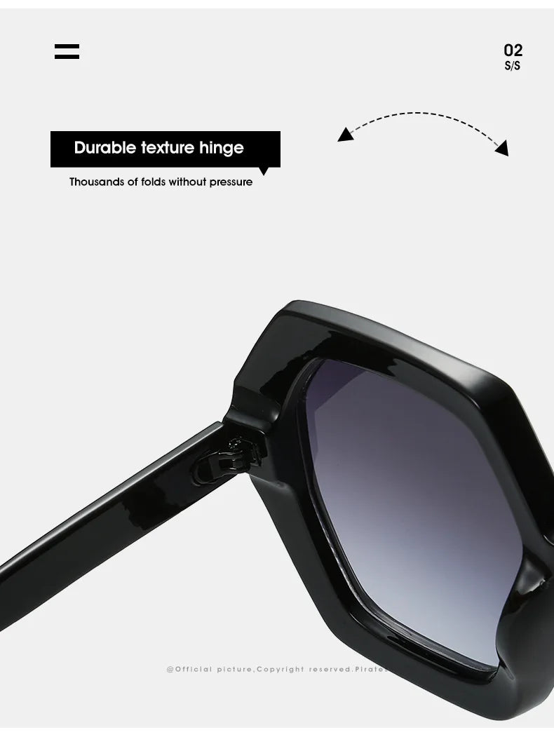 KAMMPT Oversized Men Sunglasses Fashion Hexagon Frame Gradient Shades Eyewear Women 2023 Trendy Ins Popular Brand Sun Glasses