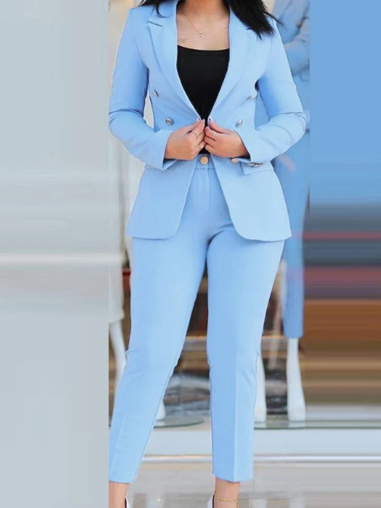 Blazer Sets Women 2 Piece Outfits Office Ladies Blazer And Trousers For Work Wear