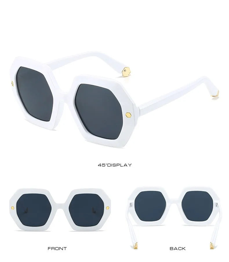 KAMMPT Oversized Men Sunglasses Fashion Hexagon Frame Gradient Shades Eyewear Women 2023 Trendy Ins Popular Brand Sun Glasses