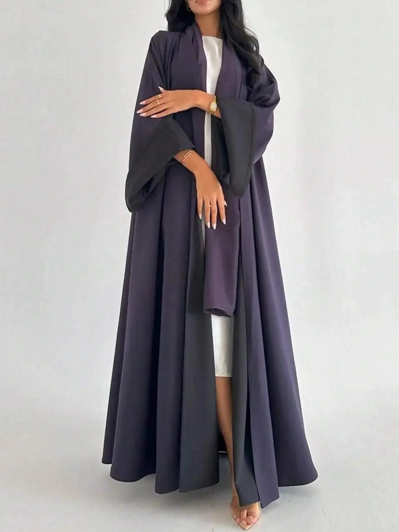 Middle-East Women Full Sleeve Loose Abaya Muslim Islamic Abayas Turkey Kaftans Jilbabs Islamic Maxi Dresses Worn on Both Sides