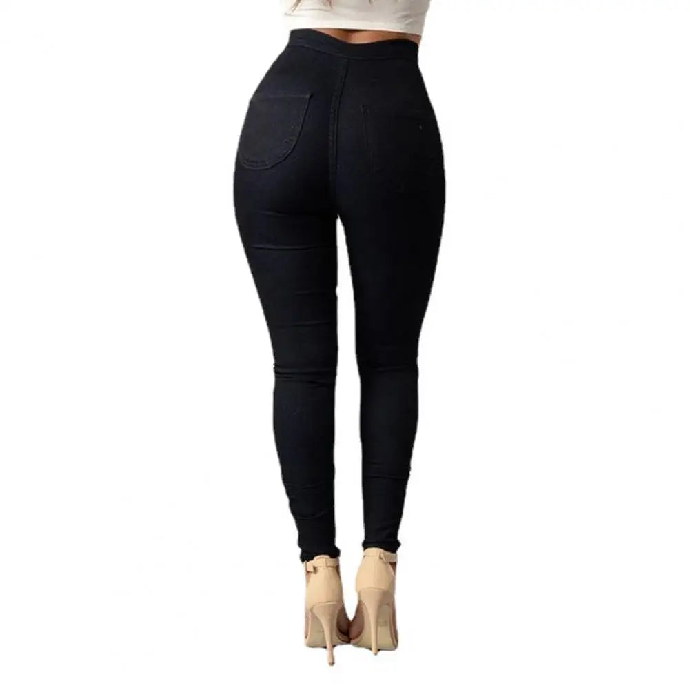 Pencil Pants Stretchy Button Zipper Access Control Lady Pants