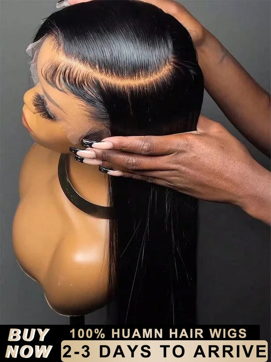 40 46 Inch Hd Transparent 200% Bone Straight 13x6 Lace Frontal Wigs Pre Plucked Brazilian Raw 360 Full Lace Front Human Hair Wig