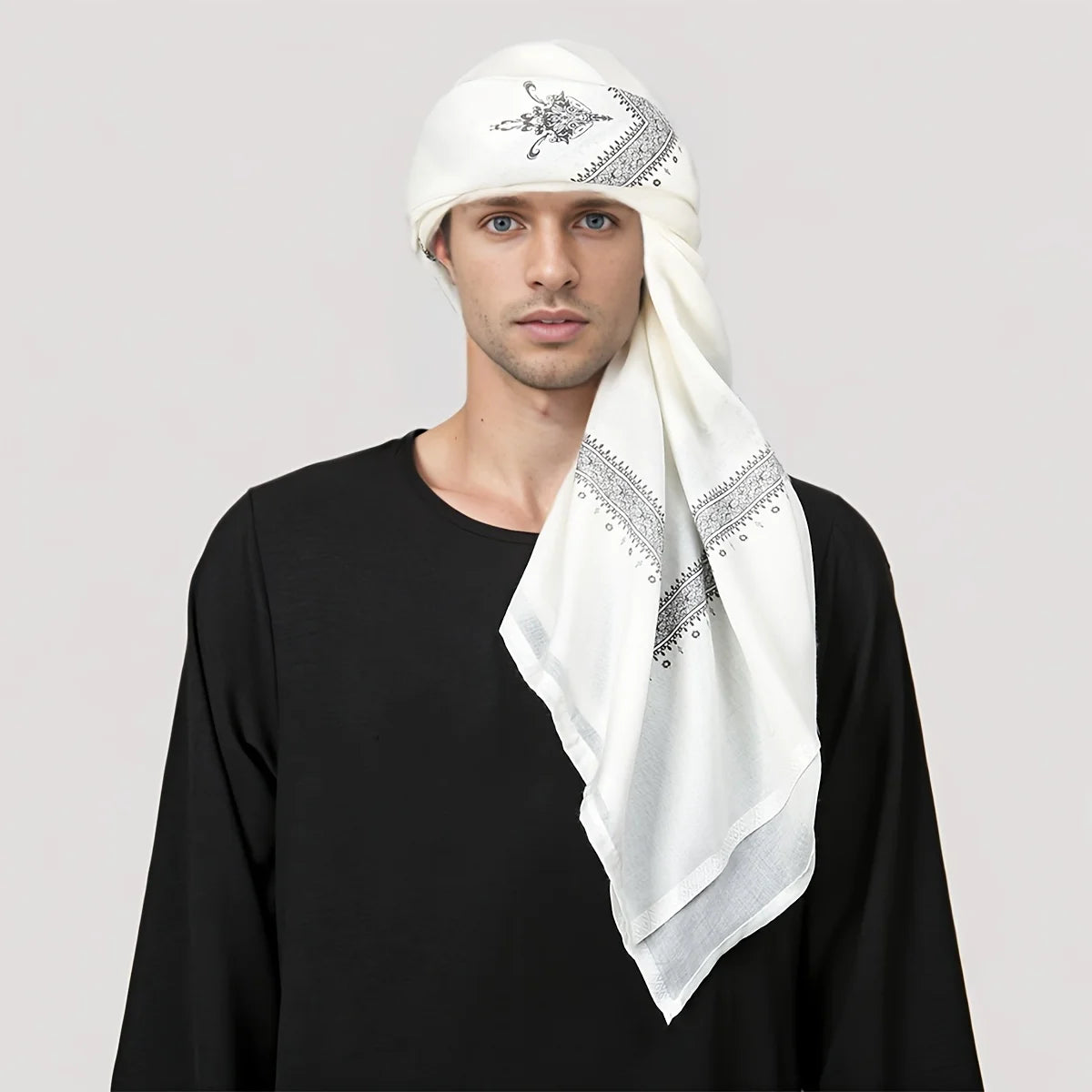 2025 Trendy Ethnic Prayer Scarf - Men's Fashion Polyester Stole for Ramadan and Religious Ceremonies - Lena & Miles Exquisite Boutique LLC.