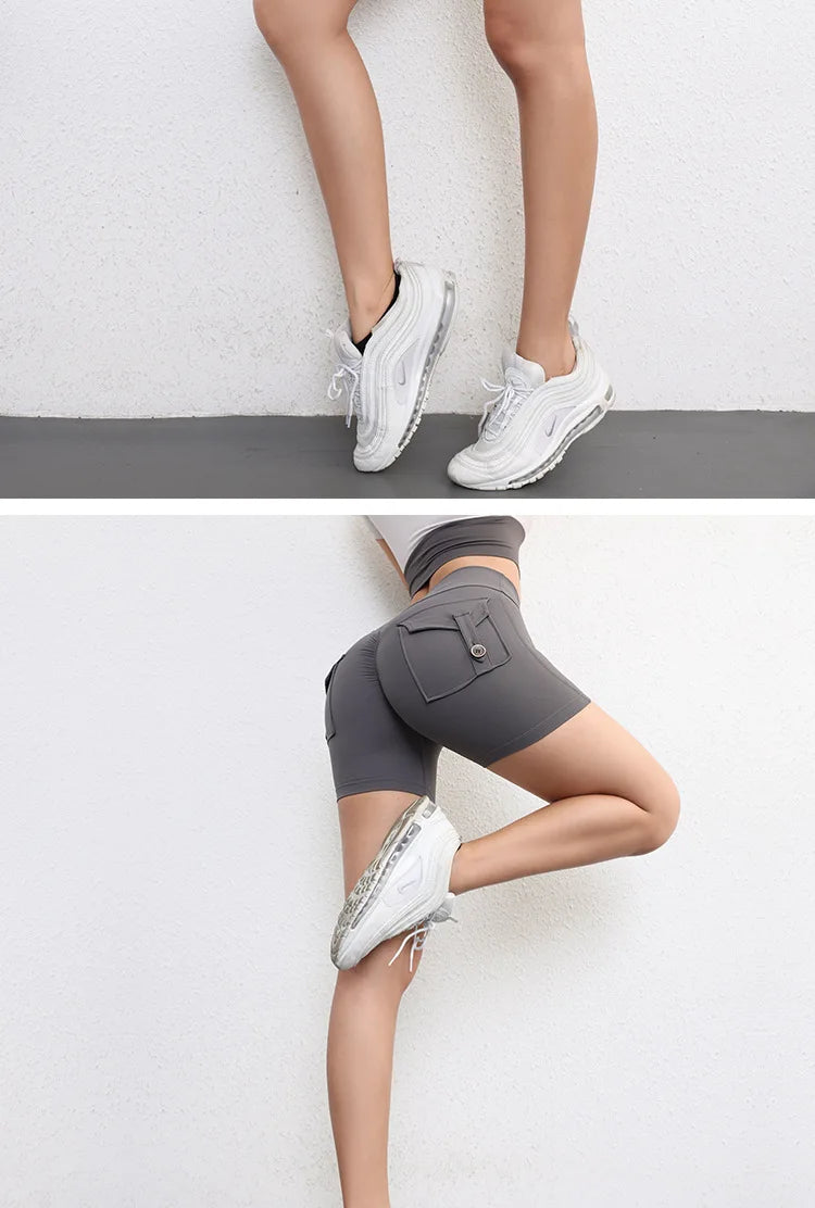 Yoga Fitness Shorts Women Workwear Style Leggings Stretchy High Waist Quick