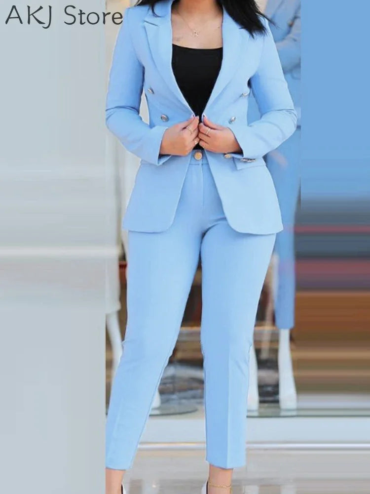 Blazer Sets Women 2 Piece Outfits Office Ladies Blazer And Trousers For Work Wear