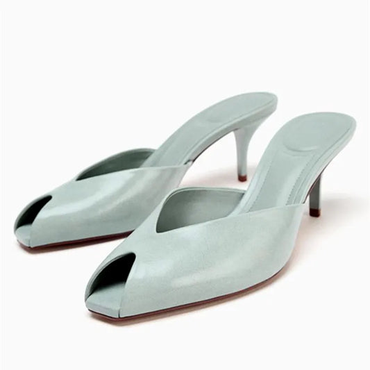 Brand High Heel Slippers Women High Quality Patent Leather