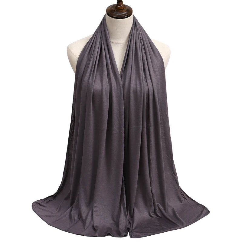 28Color Modal Cotton Jersey Hijab Scarf Ramadan Long Muslim Shawl Plain Solid Soft Turban Wraps For Women Headband