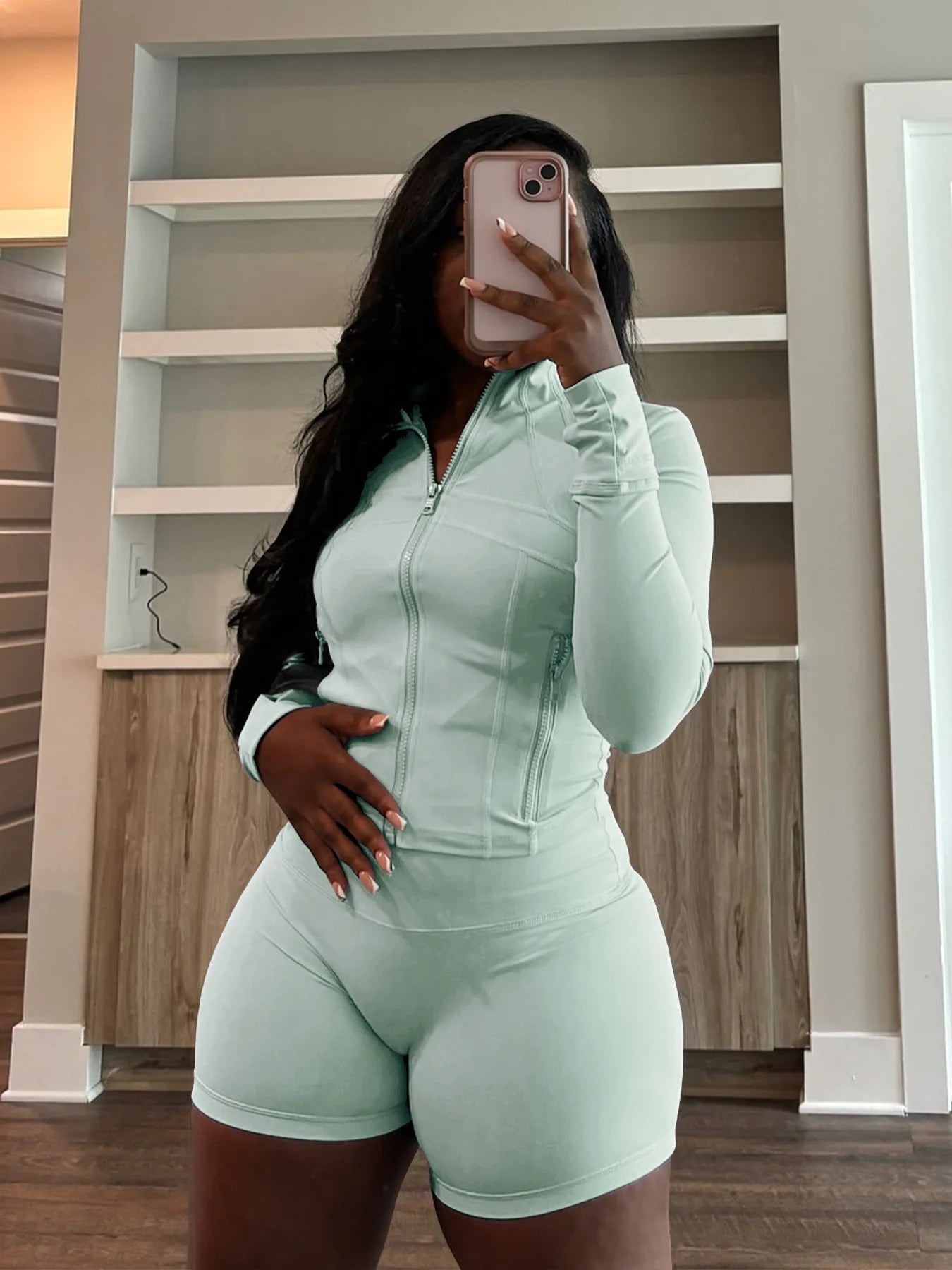 Bodycon Zipper Crop Top Women Tracksuits Sets+Trousers Women Black Gray 2 Two Pieces Matching Leggings Shorts Suits