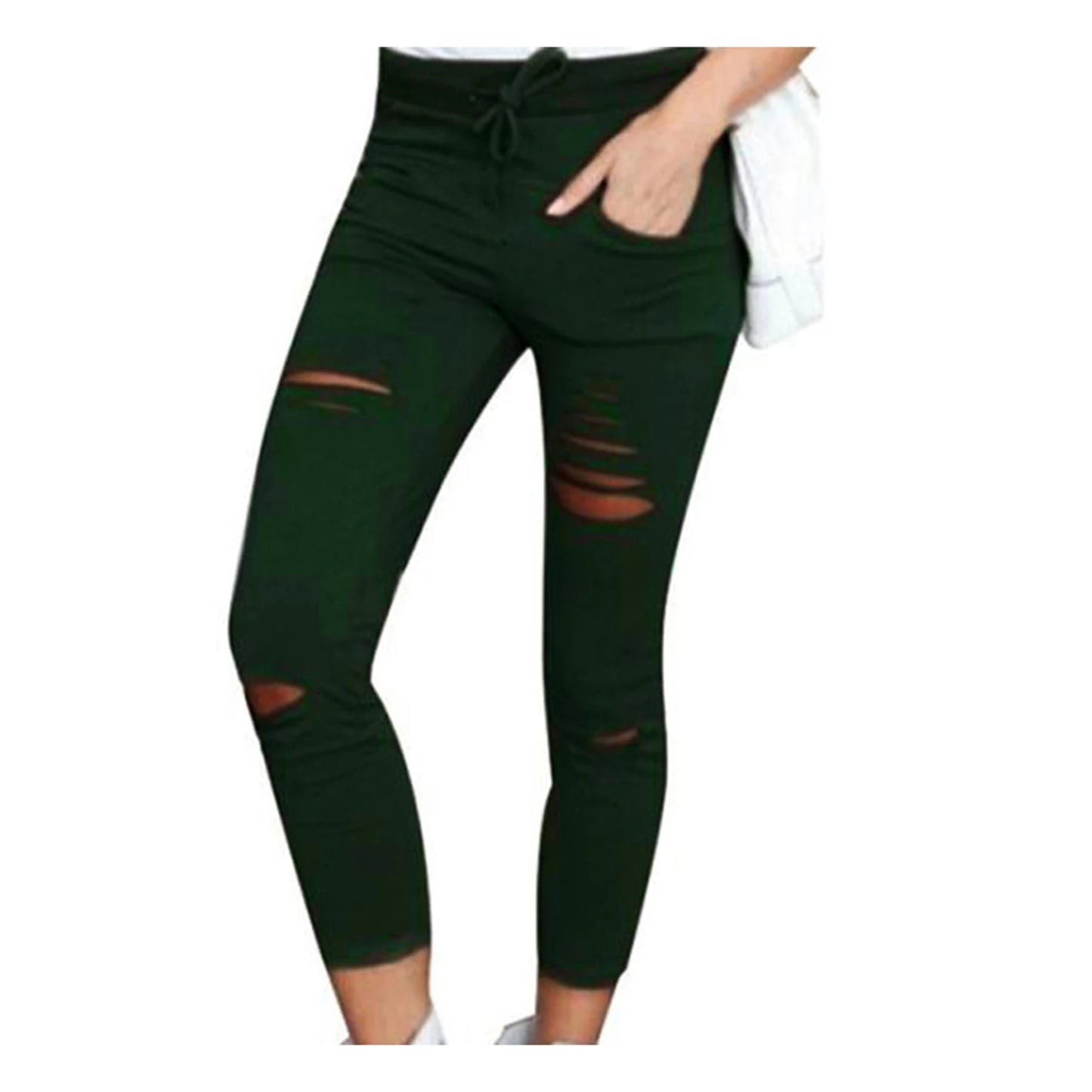 Pencil Pants Stretchy Button Zipper Access Control Lady Pants