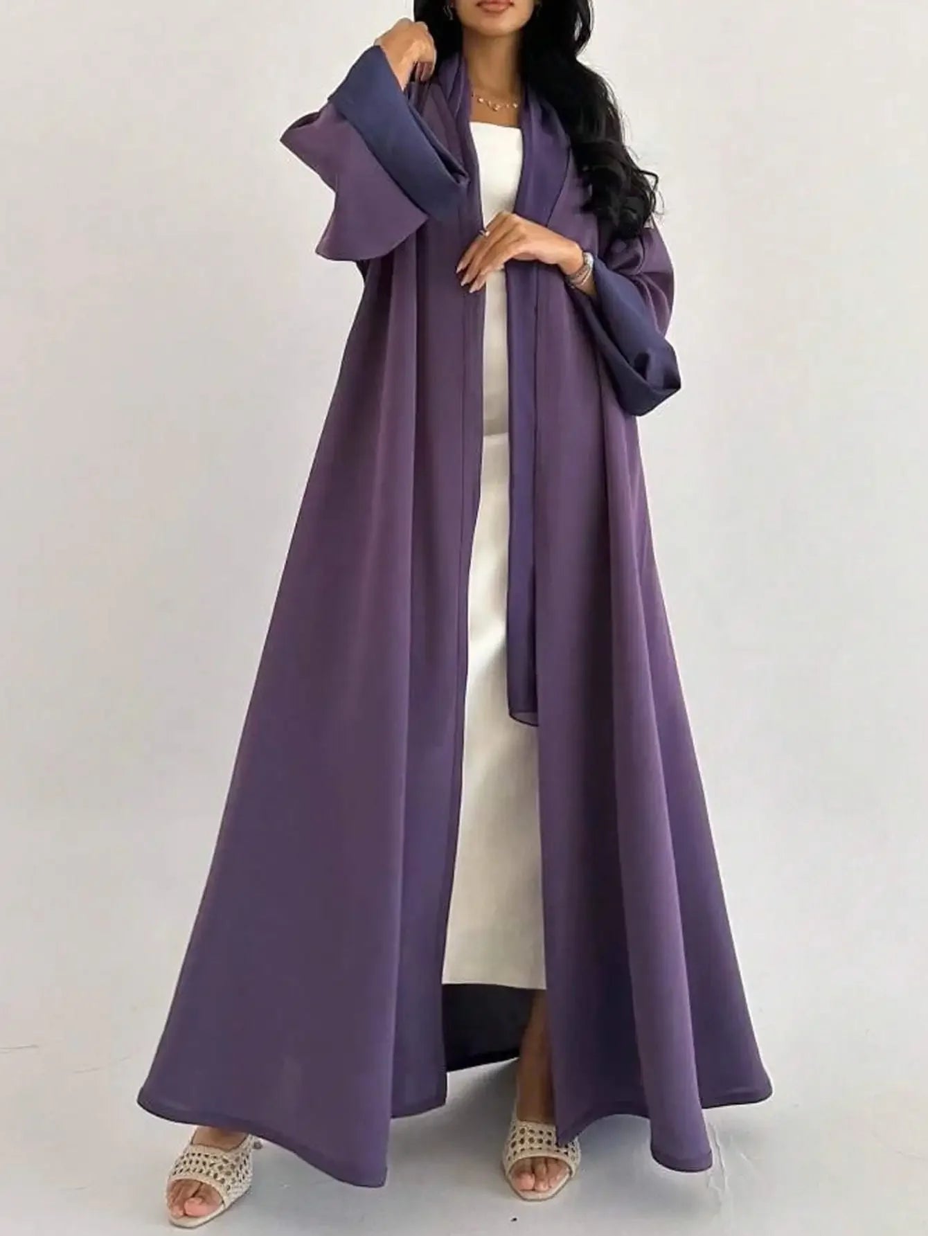 Middle-East Women Full Sleeve Loose Abaya Muslim Islamic Abayas Turkey Kaftans Jilbabs Islamic Maxi Dresses Worn on Both Sides