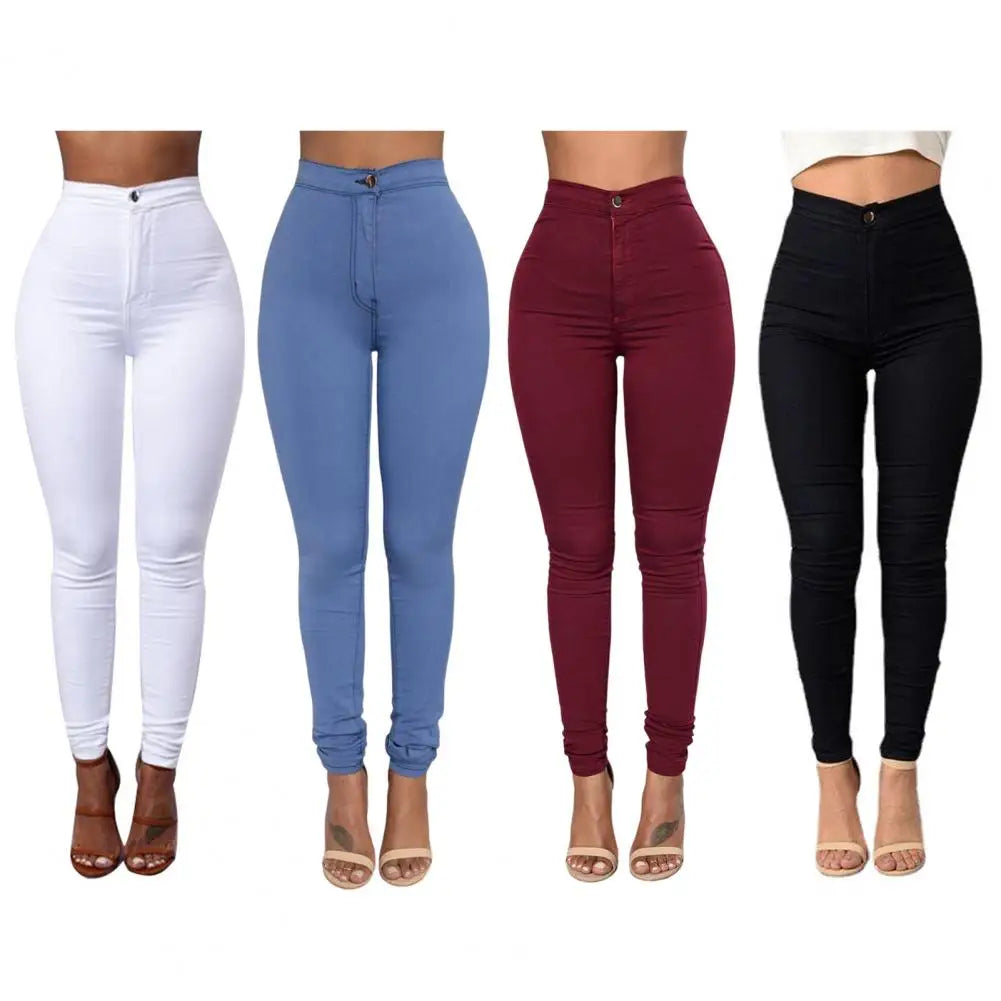 Pencil Pants Stretchy Button Zipper Access Control Lady Pants