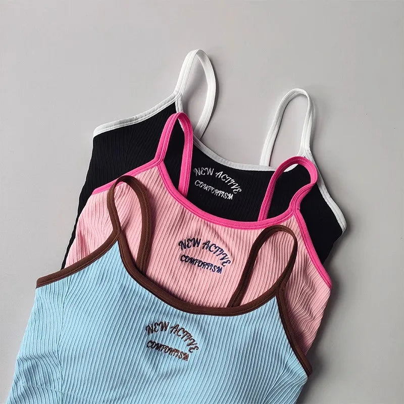 Women Breathable Sports Bra Fitness Tops Gym Crop Top Brassiere Push Up Camisole yoga