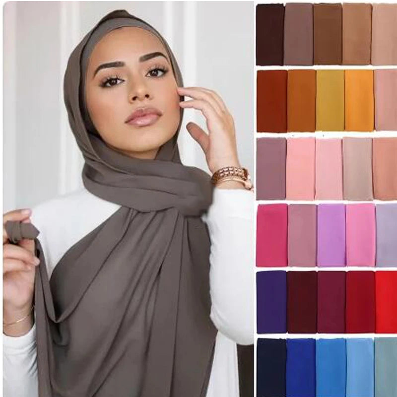 Clearance_Classic Muslim Girl Chiffon Hijab Scarf Women Long Head Wrap For Women Wedding Hijabs Scarves Veil 180*70cm Headscarf_